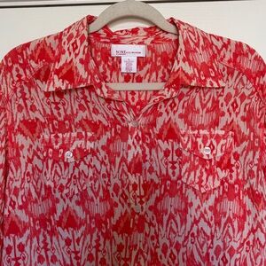 Nine West & Co weekend  western style blouse top button front sz L gauze type